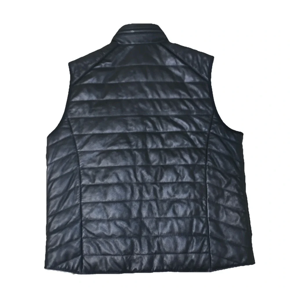 Murano Black Leather Vest Size XL . Full zip. Pockets
